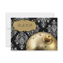gold winter wedding rsvp standard 3.5 x 5 personalized invitations