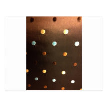 gold yellow bronze brown blue polka dots postcard