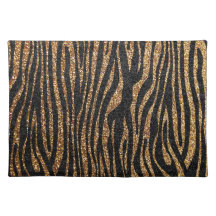 Gold zebra stripe pattern (faux glitter bling) placemat