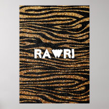 Gold zebra stripe pattern (faux glitter bling) print