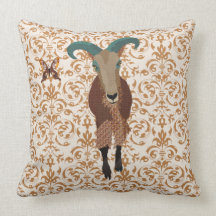 Golddust Aoudad &  Butterfly Damask Mojo Pillow