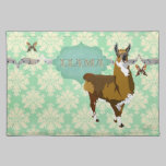 Golddust Llama & Butterfly Mint Julep Damask Ameri placemats