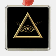 Golden "3-D" God's Eye Symbol Ornaments