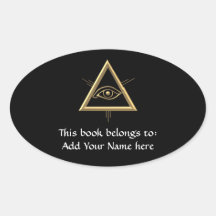 Golden "3-D" God's Eye Symbol Stickers