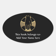 Golden "3-D" Hand of God 1 Oval Stickers
