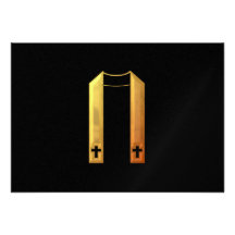 Golden "3-D" Liturgical Stole Custom Invitations