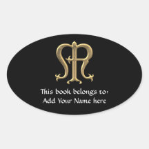 Golden "3-D" Virgin Mary Symbol Oval Sticker