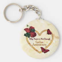 Golden 50 Anniversary Key Chains
