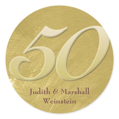Golden (50th) Anniversary Faux Metal-Look Sticker by starstreamdesign