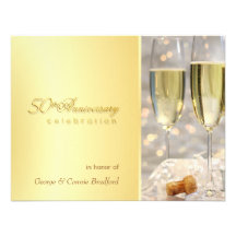 Golden 50th Anniversary Party Invitations