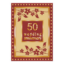 Golden 50th Wedding Anniversary Invitation