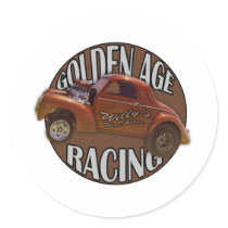 Golden Age Willys Gasser Drag Racing Patina Round Sticker
