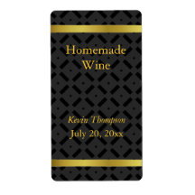 Golden and Black Homemade Wine Label
