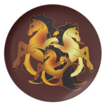 Golden and Copper Sea Horse Party Plates