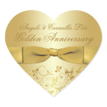 Golden Anniversary Heart Shaped Sticker