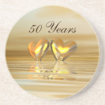 Golden Anniversary Hearts Drink Coaster