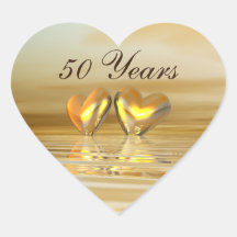 Golden Anniversary Hearts Heart Sticker