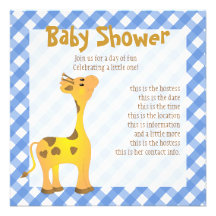 Golden Baby Giraffe Custom Invitation