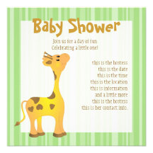 Golden Baby Giraffe Invitation