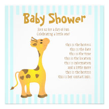 Golden Baby Giraffe Personalized Invitation