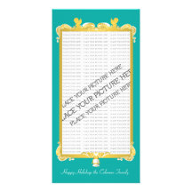 GOLDEN BAROQUE FRAME WITH ANGELS BLUE CUSTOMIZED PHOTO CARD