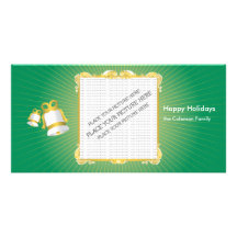 GOLDEN BAROQUE FRAME WITH WHITE BELLS GREEN PHOTO CARD TEMPLATE