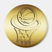 GOLDEN BASKETBALL HOOP MAGNET