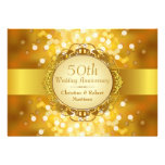 Golden Bokeh 50th Anniversary Party Custom Announcements