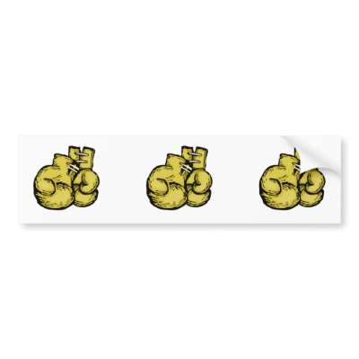 golden boxing gloves graphic bumper stickers by sports_shop