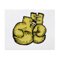 golden boxing gloves graphic flyer design