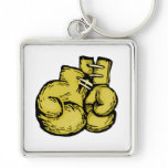 golden boxing gloves graphic key chain