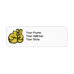 golden boxing gloves graphic return address label