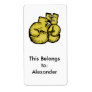 golden boxing gloves graphic personalised shipping label