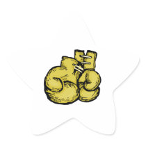 golden boxing gloves graphic star stickers