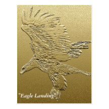 "Golden Boy" Landing Eagle Gold Foil-effect Art Post Card