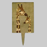 Golden Bronze Giraffes Cake Topper cake picks