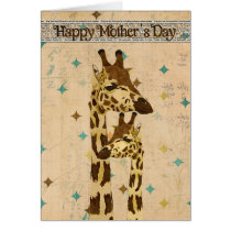 Golden Bronze  Giraffes  Mother's Day Card cards