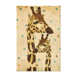 Golden Bronze Giraffes Retro Art Canvas Canvas Print