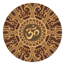 Golden Brown Aum Star Round Sticker