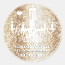 Golden Brown Vintage Damask Chandelier Stickers