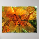 Golden butterfly and lily collage - Print