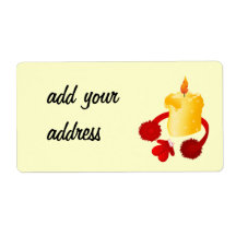 Golden candle with Earmuffs and mittens Custom Shipping Labels