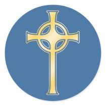 Golden Celtic Christian Cross Sticker