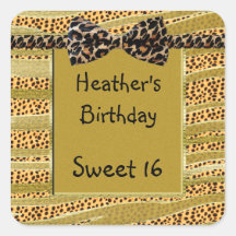 Golden Cheetah Sweet Sixteen Zebra Stripes Stickers