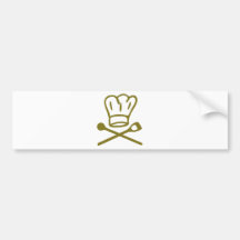 golden chef hat with wooden spoon icon bumper sticker