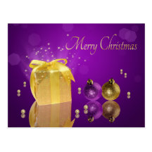 Golden Christmas Gift Box - Postcard