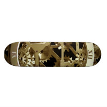 Golden Clocks and Gears Steampunk Mechanical Gifts Skate Board Decks