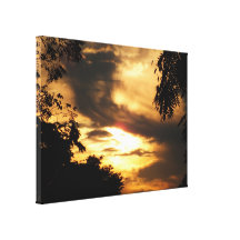 Golden Clouded Sunrise Wrapped Canvas Print