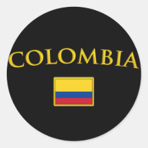 Golden Colombia Round Stickers