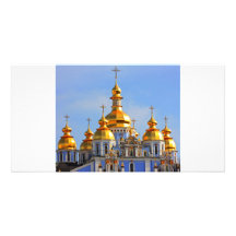 Golden copes of in cathedral in Kiev Personalized Photo Card